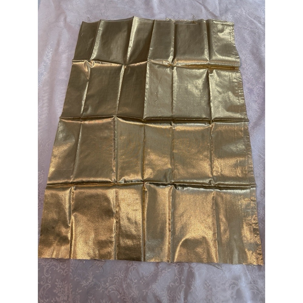 New VTG Metallic Gold Tone Design Fabric 30" x‎ 40"